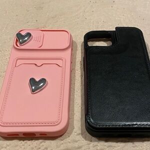 Heart Design Pink and Black Phone Cases